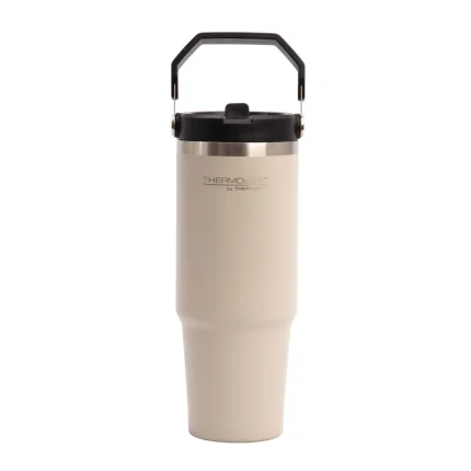 Vaso Térmico Thermos 880ml con Bombilla Plegable - Blanco