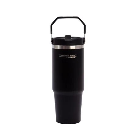 Vaso Térmico Thermos 880ml con Bombilla Plegable - Negro