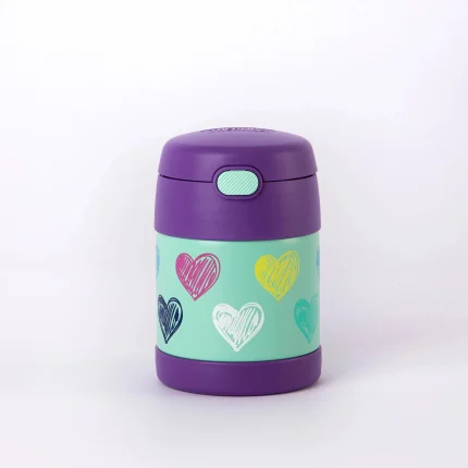 Contenedor de Comida Infantil Funtainer Thermos - Corazones violeta